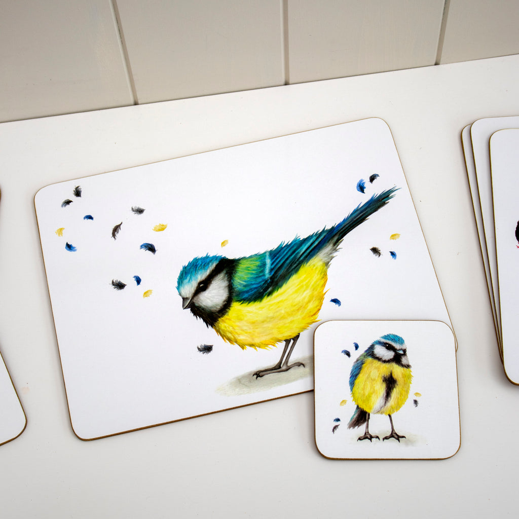 Set Of 4 British Birds Placemats And Coasters