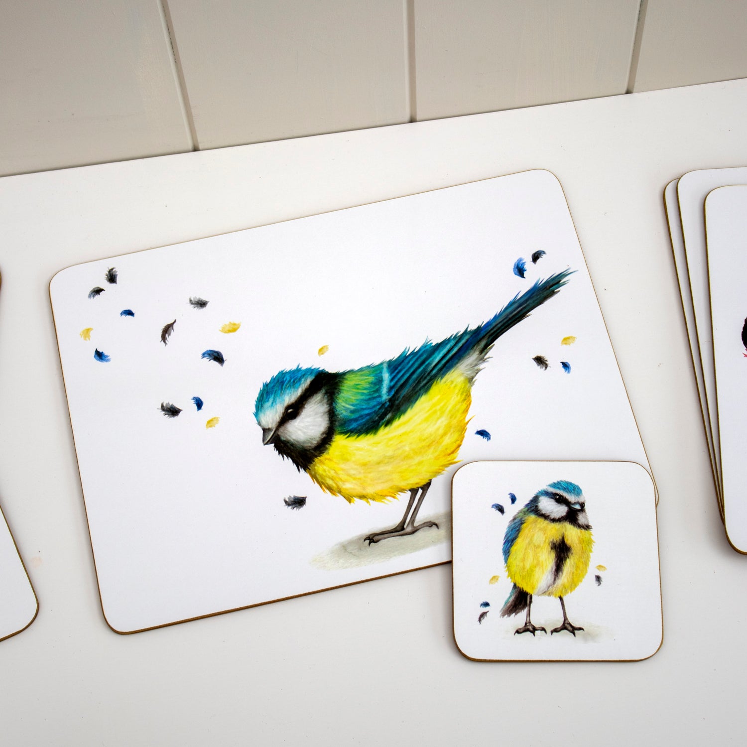Set Of 4 British Birds Placemats And Coasters