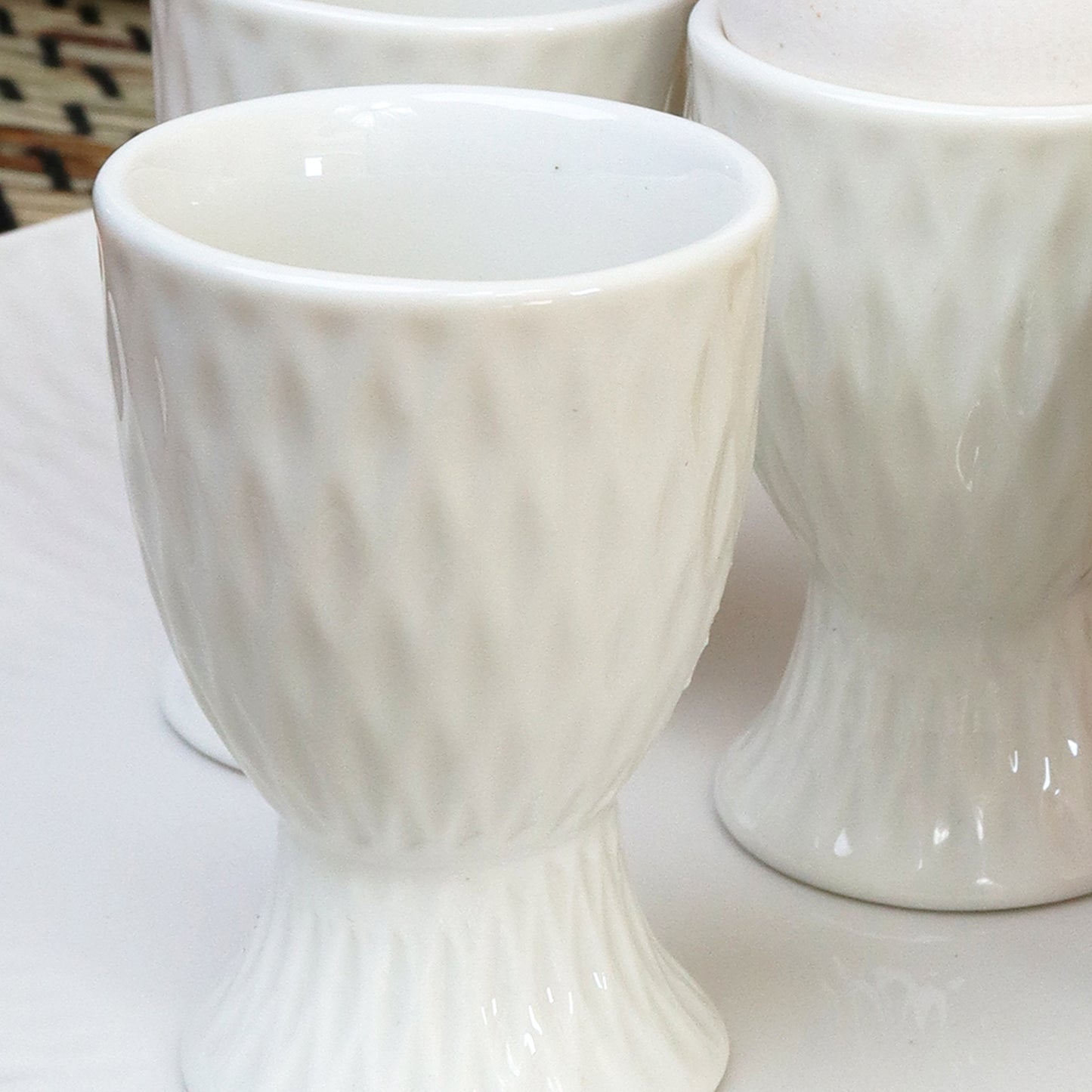 Set Of 4 White Jewel Egg Cups