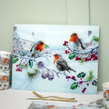 Christmas Robins Glass Worktop Saver