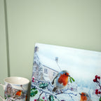 Christmas Robins Glass Worktop Saver