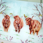 Christmas Highland Cow Glass Worktop Saver