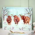 Christmas Highland Cow Glass Worktop Saver