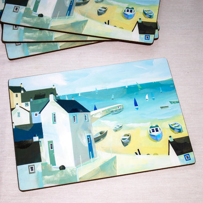 Set Of 4 Coastal Harbour Placemats and Coasters