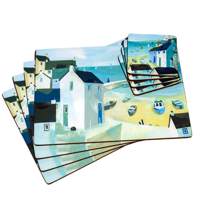 Set Of 4 Coastal Harbour Placemats and Coasters