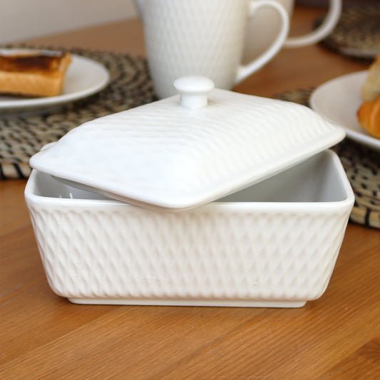 White Jewel Butter Dish With Lid