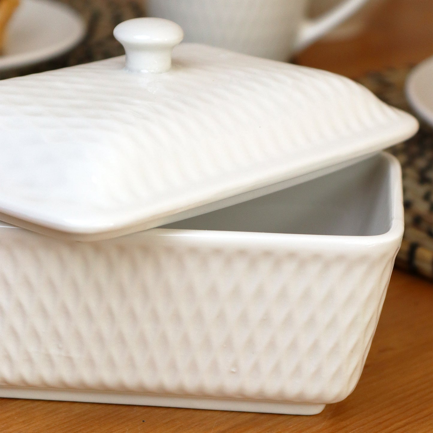 White Jewel Butter Dish With Lid