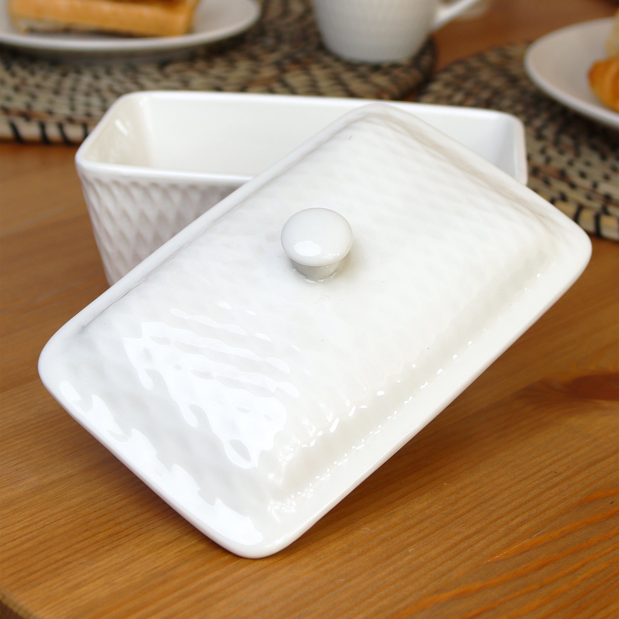 White Jewel Butter Dish With Lid