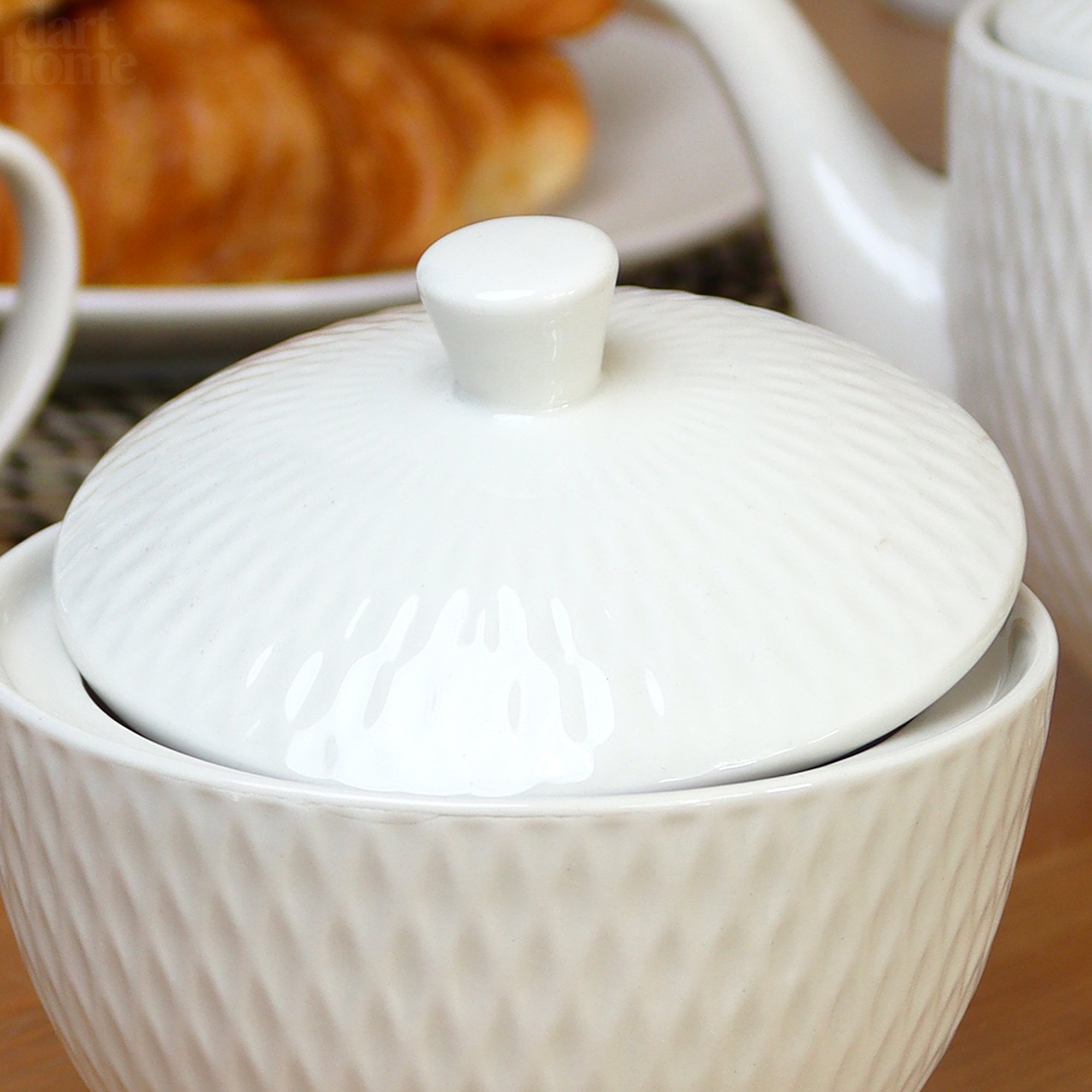 White Jewel Sugar Pot With Lid