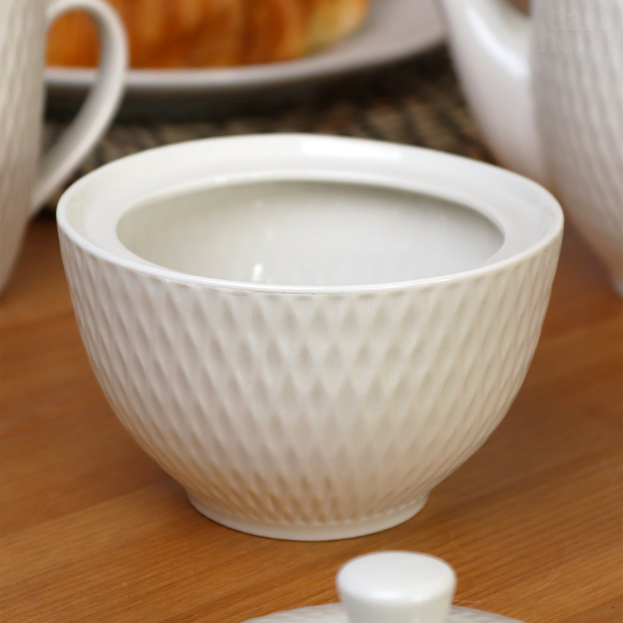 White Jewel Sugar Pot With Lid