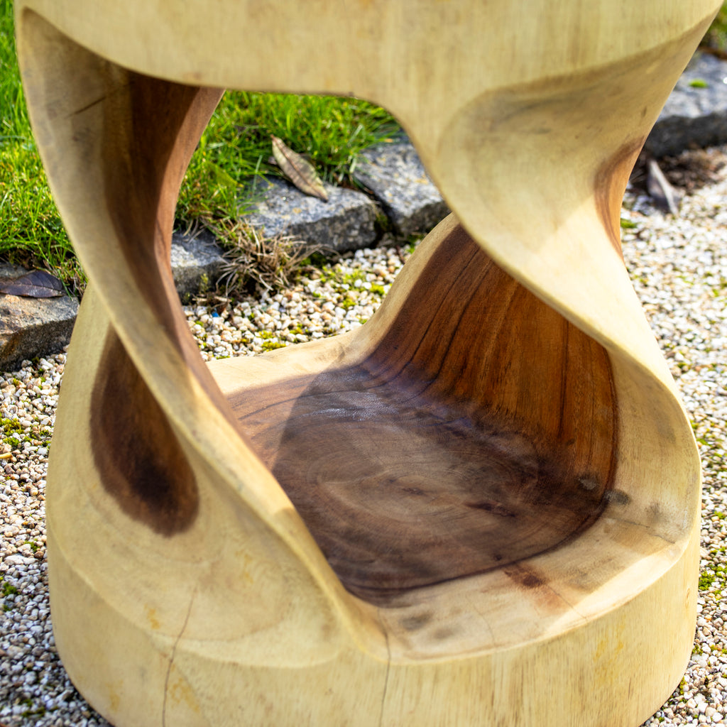 Round Twisted Teak Table