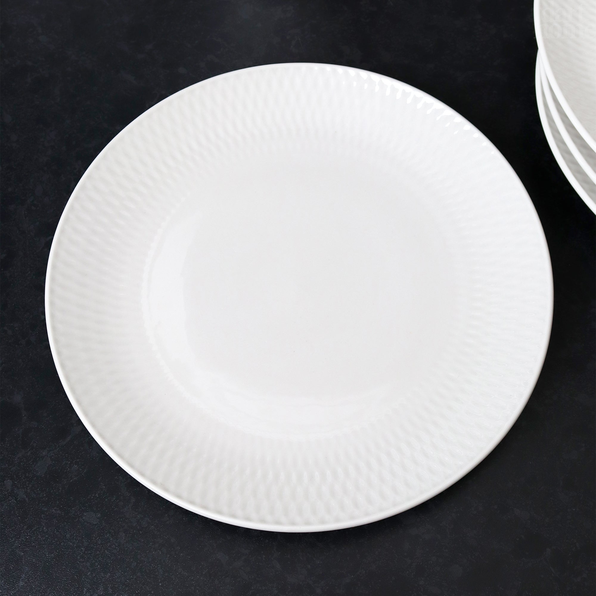 Set Of 4 White Jewel Dinner Plates