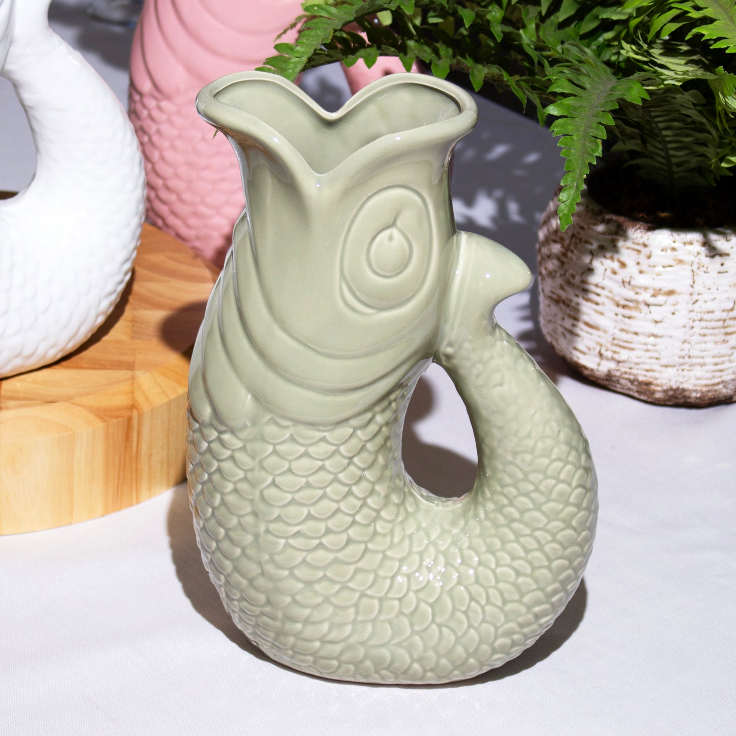 Sage Green Fish Glug Jug