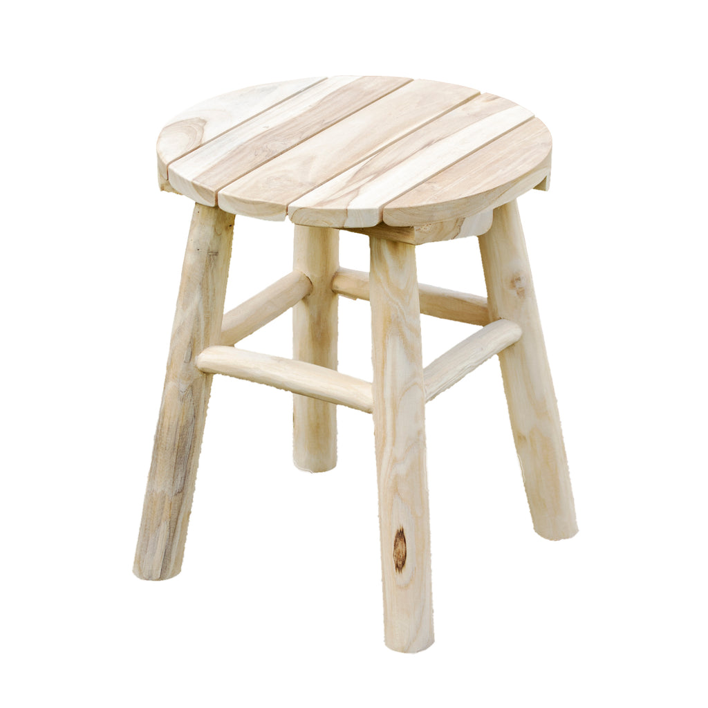Round Natural Teak Root Stool