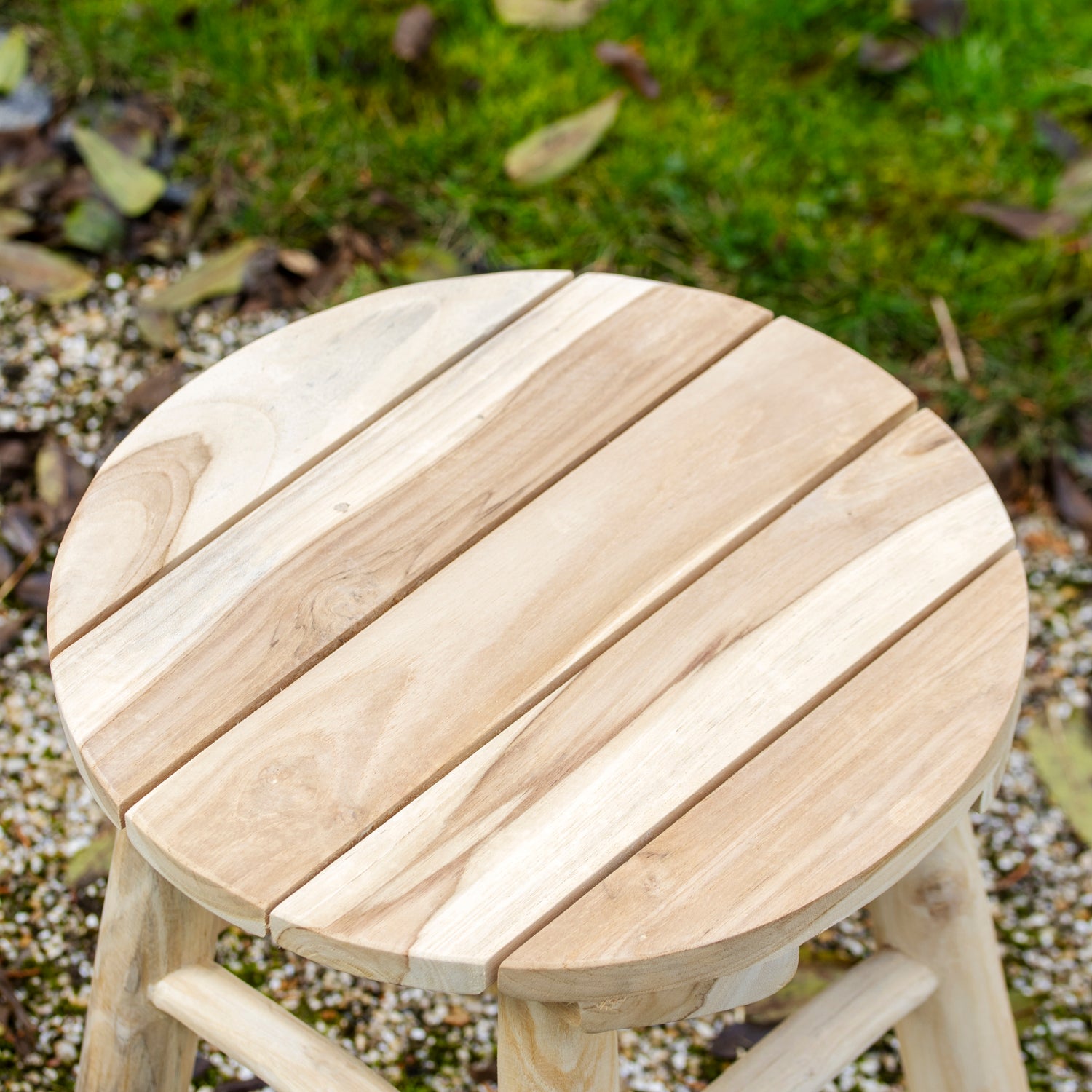Round Natural Teak Root Stool