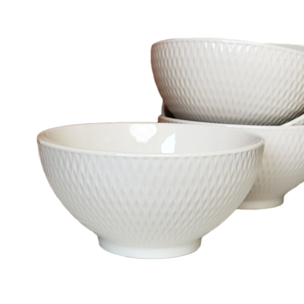Set Of 4 White Jewel Salad Bowls