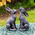 Bronze-Gartenhasen-Ornamente, 2er-Set