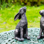 Bronze-Gartenhasen-Ornamente, 2er-Set