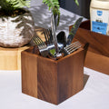 Acacia Wood Square Utensil Holder