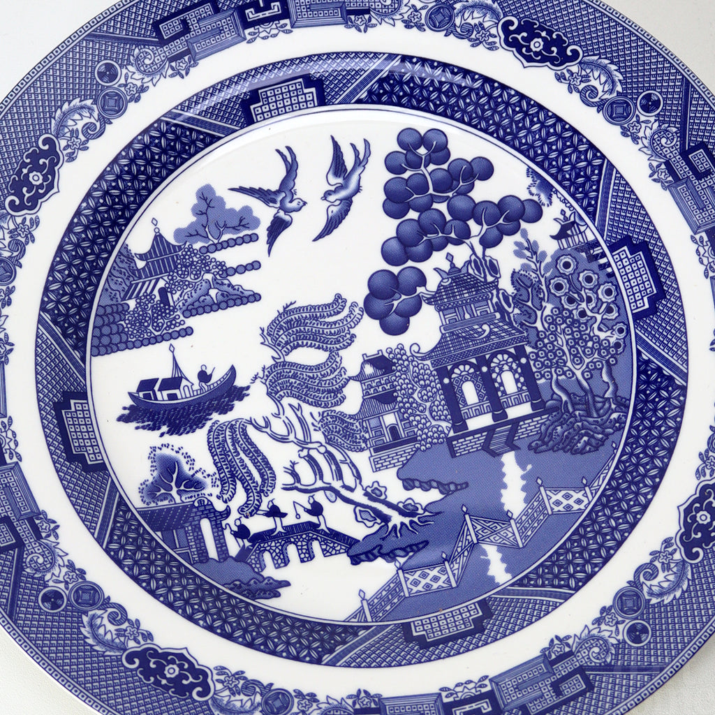 Set Of 6 Ceramic Blue Willow Dinner Plates 27cm