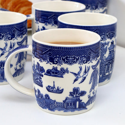 Set Of 6 Blue Willow Mugs