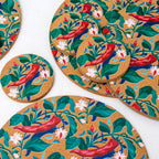 Set Of 4 Botanical Red Chilli Cork Placemats and Coasters
