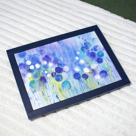 Blue Cornflower Faux Leather Cushioned Lap Tray