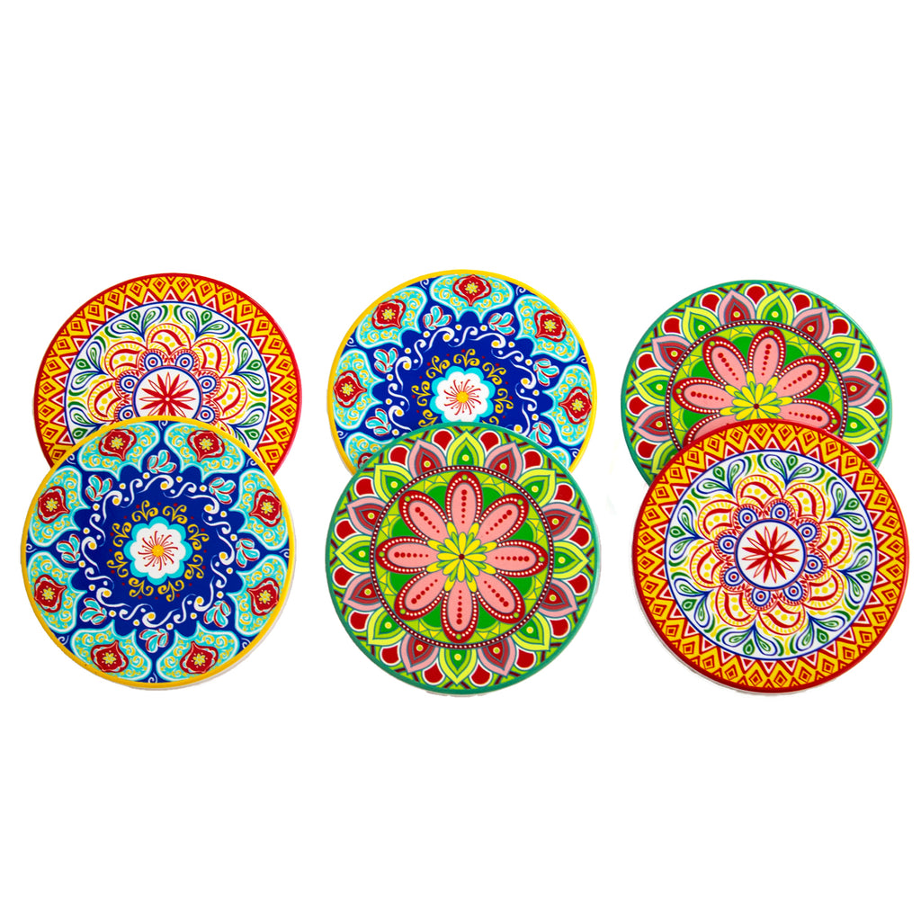 Set Of 6 Round Tuscany Ceramic Coasters