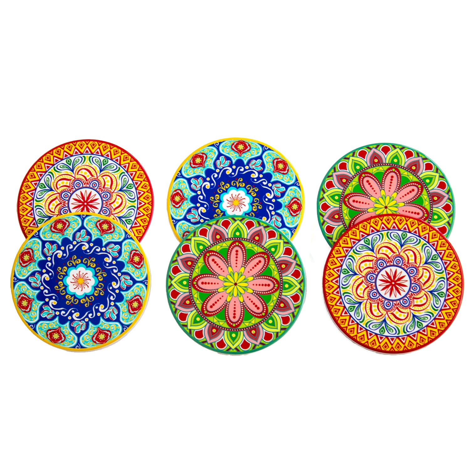 Set Of 6 Round Tuscany Ceramic Coasters