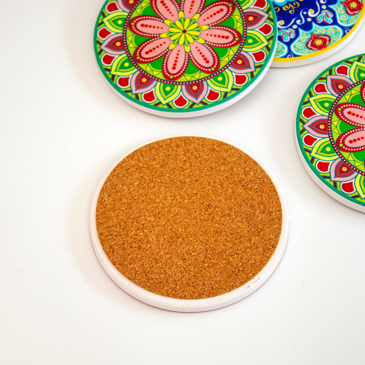 Set Of 6 Round Tuscany Ceramic Coasters