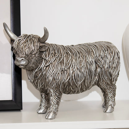 Silver Highland Cow Ornament