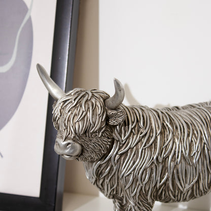 Silver Highland Cow Ornament