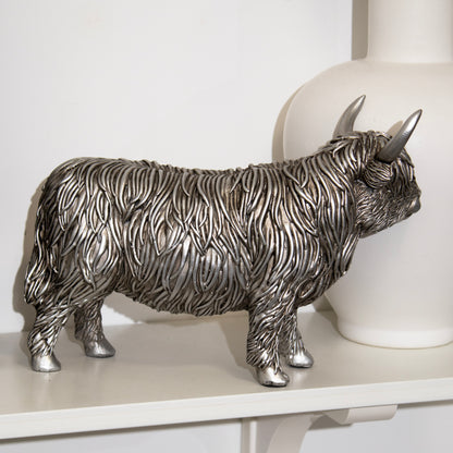 Silver Highland Cow Ornament