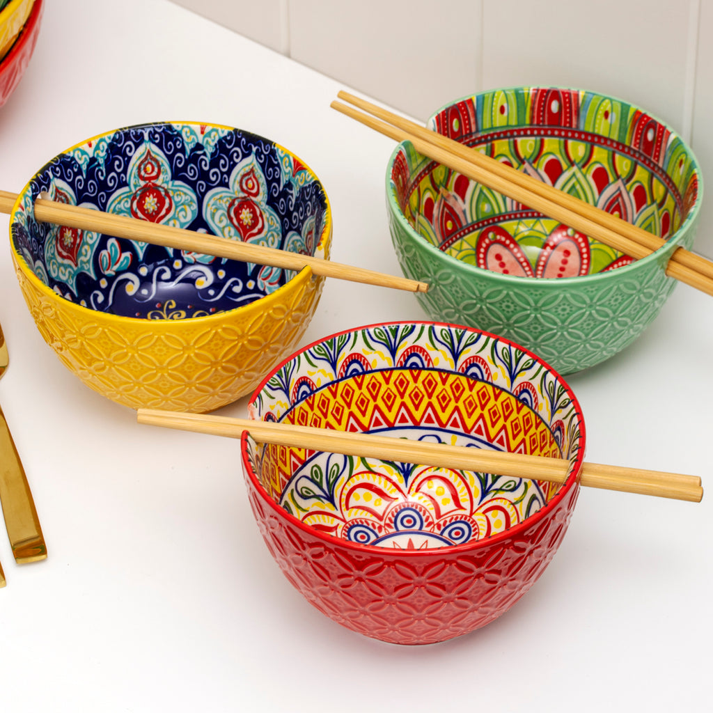 Set Of 3 Tuscany Noodle Bowls With Chopsticks