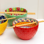 Set Of 3 Tuscany Noodle Bowls With Chopsticks