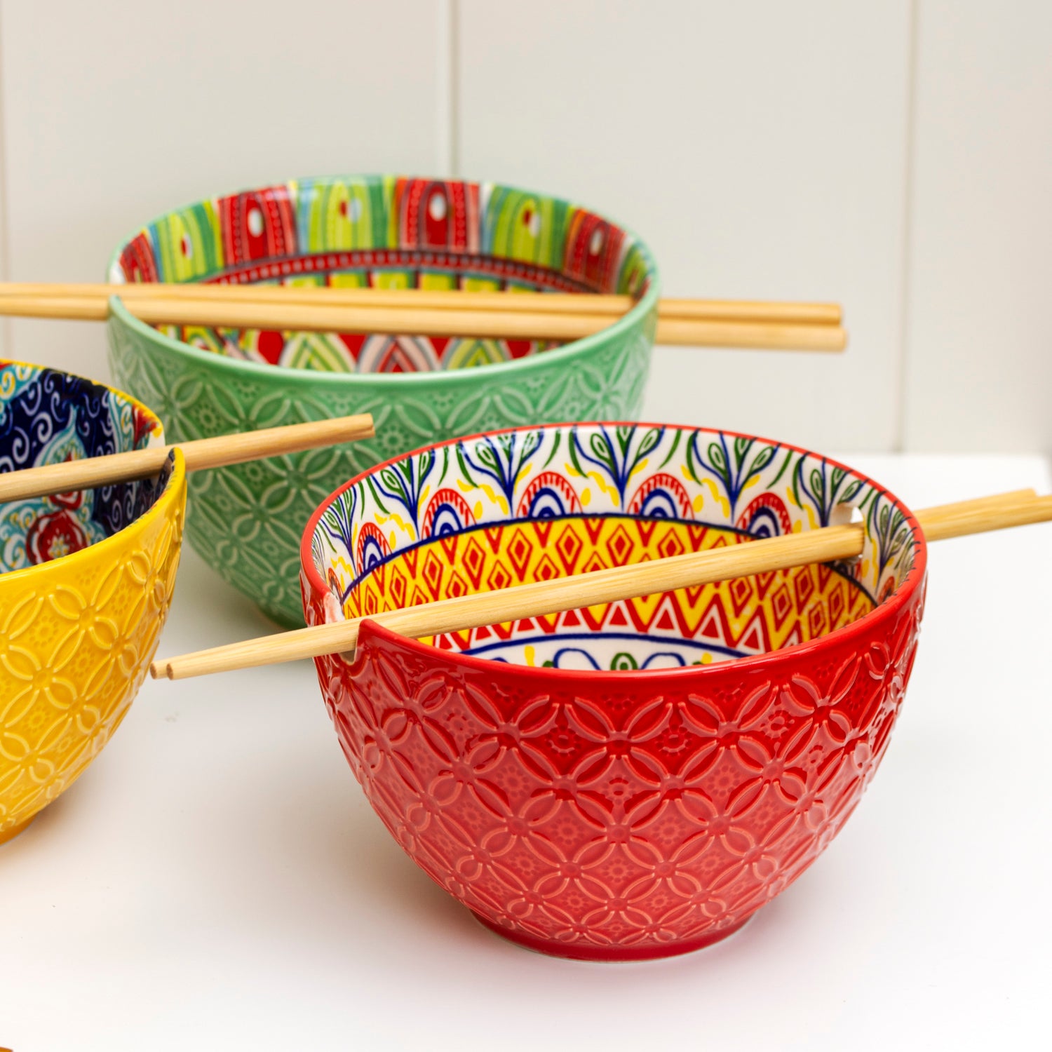 Set Of 3 Tuscany Noodle Bowls With Chopsticks