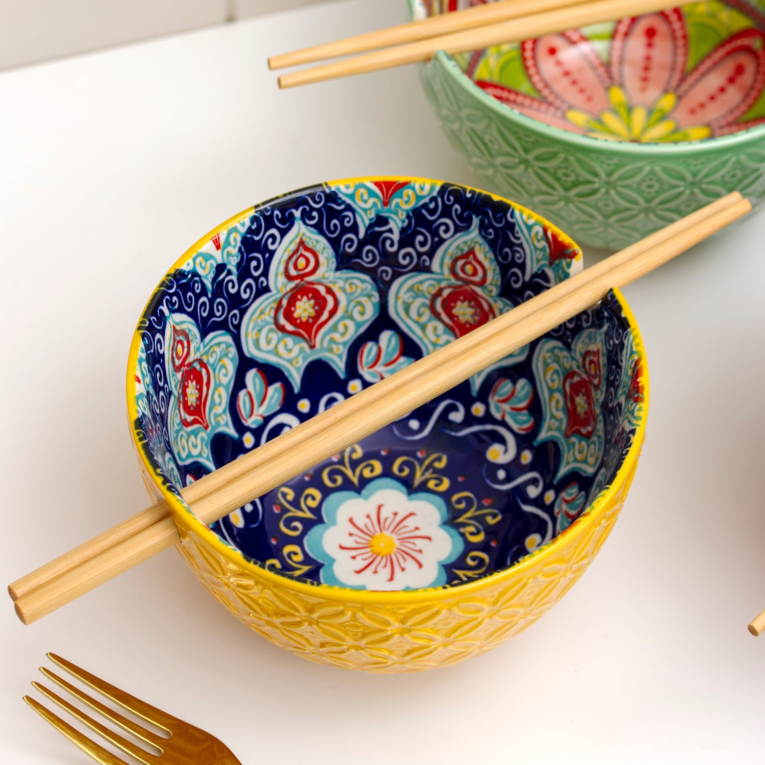 Set Of 3 Tuscany Noodle Bowls With Chopsticks