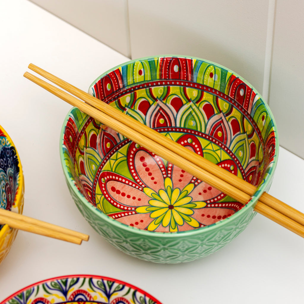 Set Of 3 Tuscany Noodle Bowls With Chopsticks