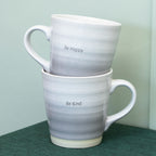 Set Of 2 Grey Ombre Be Happy & Kind Mugs