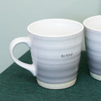 Set Of 2 Grey Ombre Be Happy & Kind Mugs
