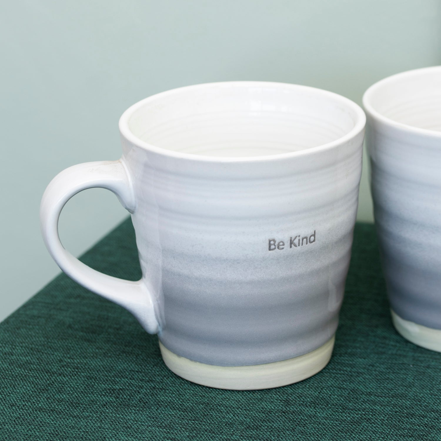 Set Of 2 Grey Ombre Be Happy & Kind Mugs