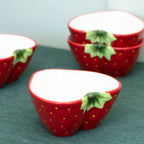 Set Of 4 Strawberry Shaped Dip Bowls