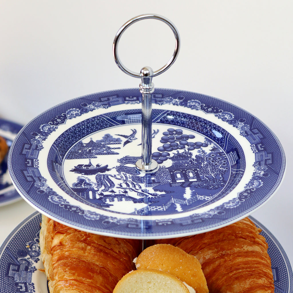 Blue Willow 3 Tier Cake Stand