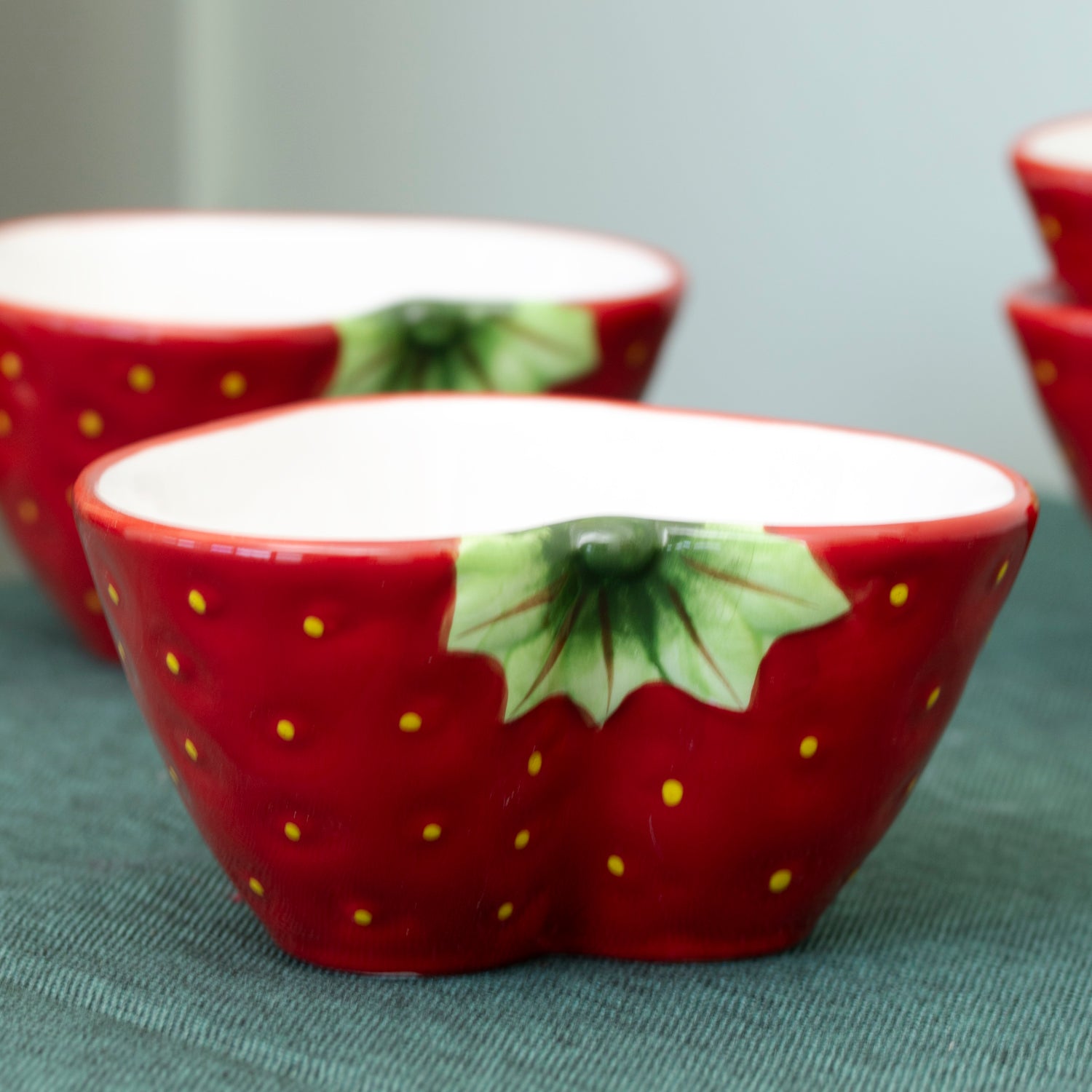 Set Of 4 Strawberry Shaped Dip Bowls