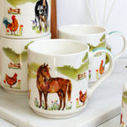 Farmyard Fine China Stacking Mugs Set Of 4