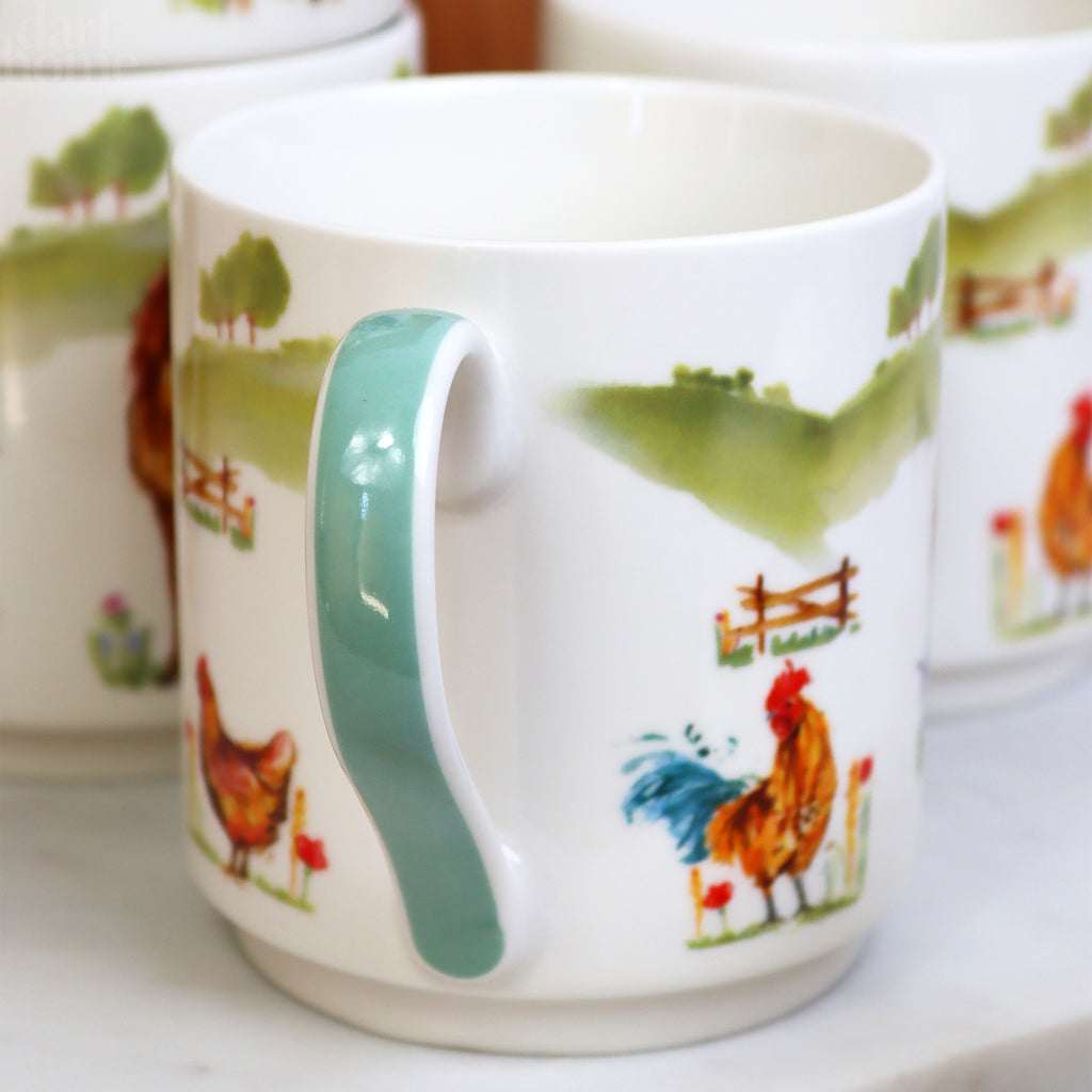 Farmyard Fine China Stacking Mugs Set Of 4