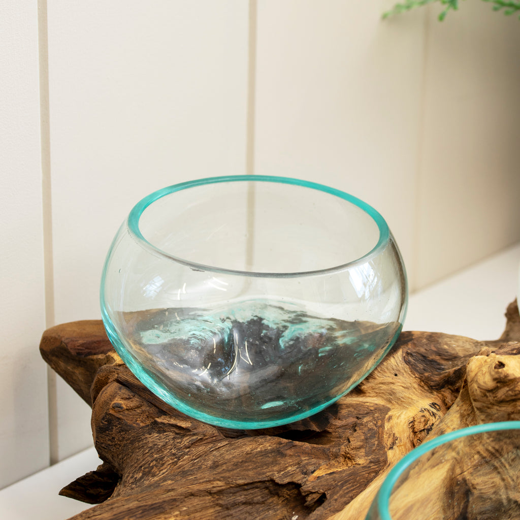 Triple 12cm Molten Glass Bowl With Tree Root Stand