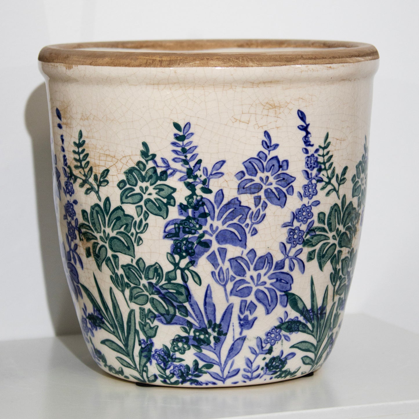 Round Blue Indigo Garden Plant Pot