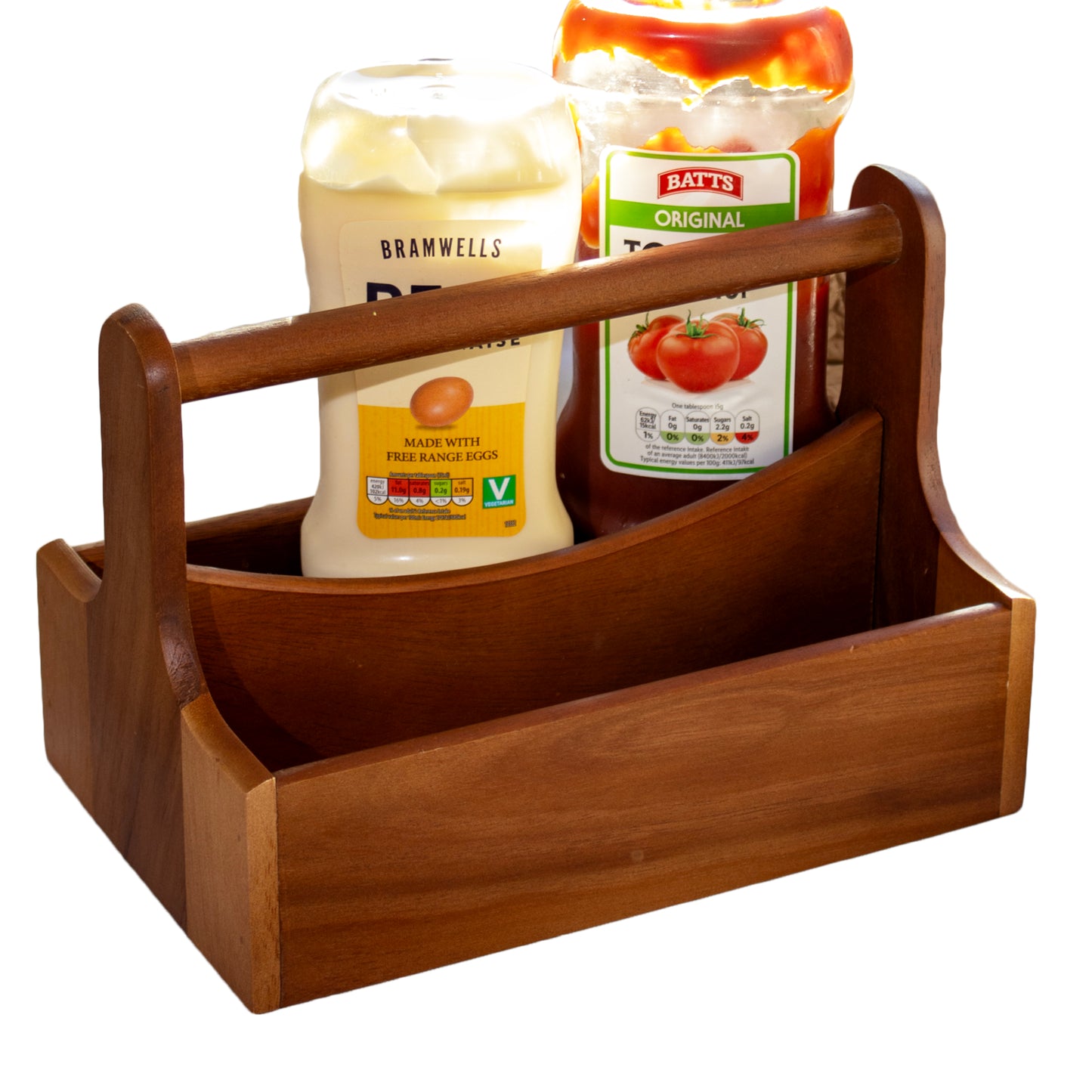 Acacia Wood Table Caddy With Handle