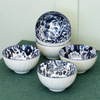 Set Of 6 Blue & White Floral Cereal Bowls